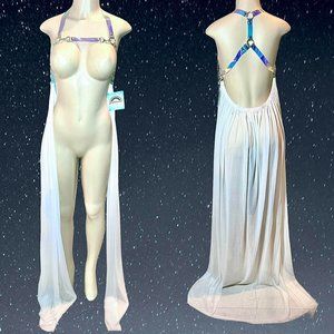 Limited edition J valentine vinyl harness long white mesh skirt